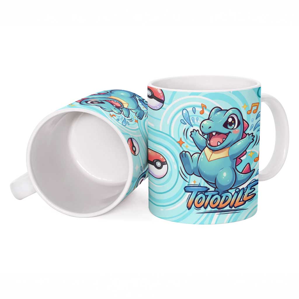 Totodile Ceramic Mug Vibrant Kawaii Splash Pop Art