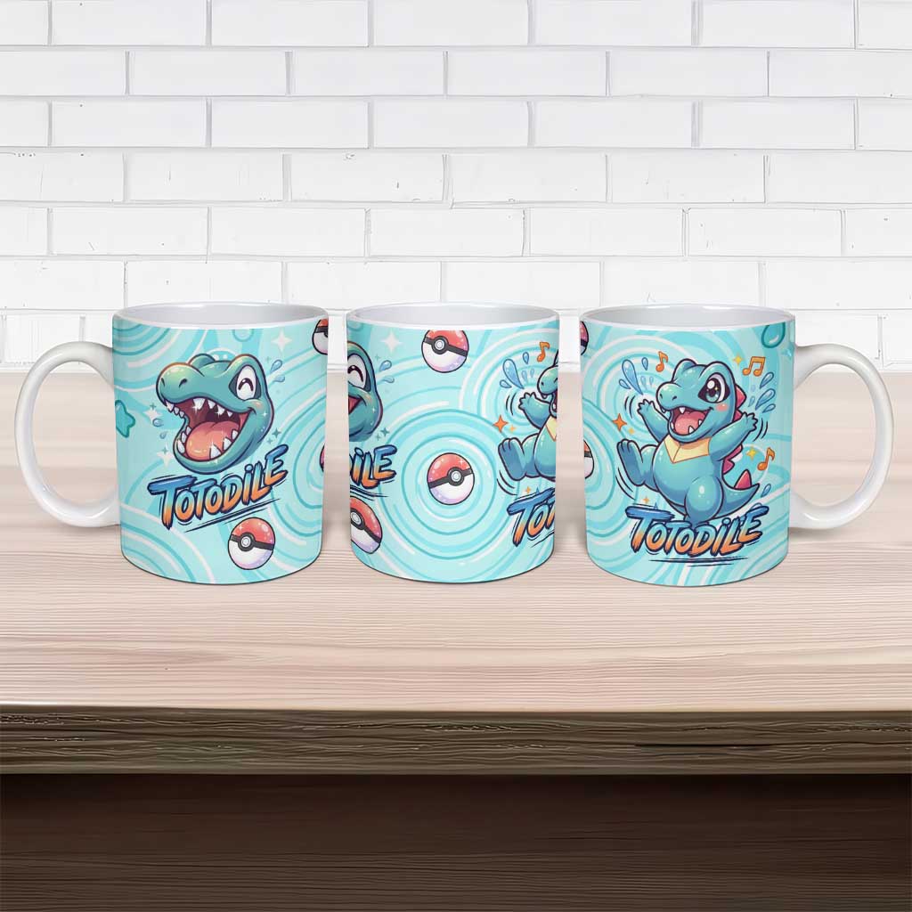 Totodile Ceramic Mug Vibrant Kawaii Splash Pop Art
