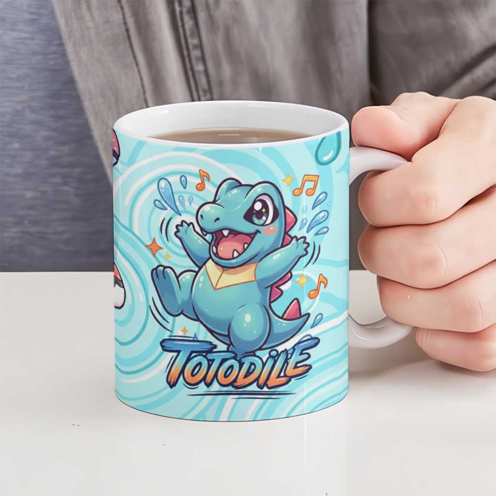 Totodile Ceramic Mug Vibrant Kawaii Splash Pop Art