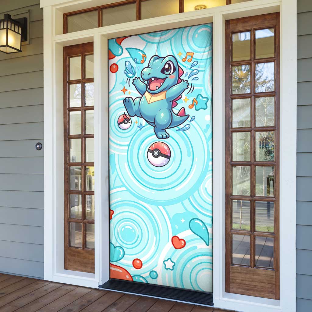 Totodile Door Cover Vibrant Kawaii Splash Pop Art