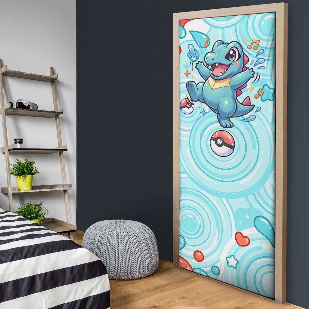 Totodile Door Cover Vibrant Kawaii Splash Pop Art