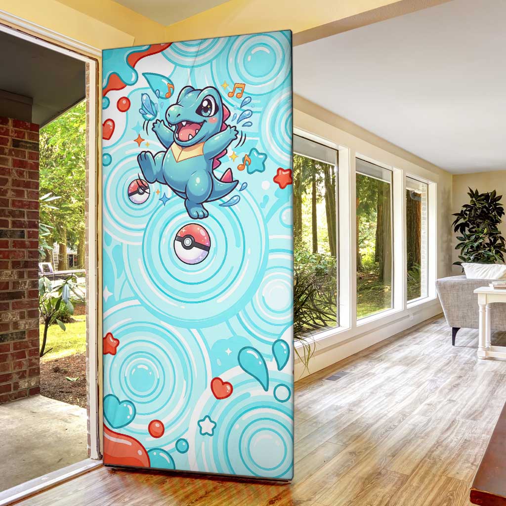 Totodile Door Cover Vibrant Kawaii Splash Pop Art