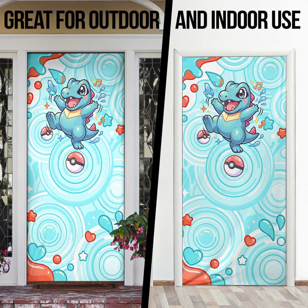 Totodile Door Cover Vibrant Kawaii Splash Pop Art