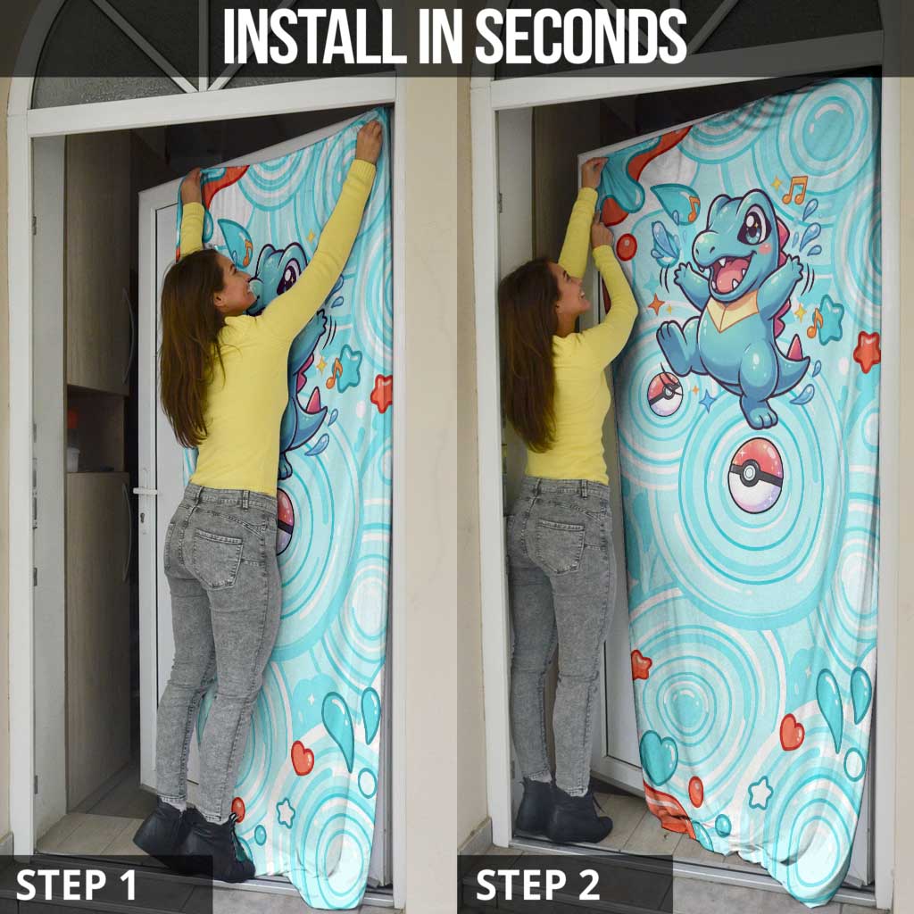 Totodile Door Cover Vibrant Kawaii Splash Pop Art