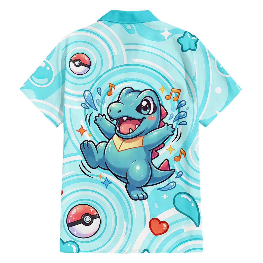 Totodile Family Matching Off Shoulder Short Dress and Hawaiian Shirt Vibrant Kawaii Splash Pop Art
