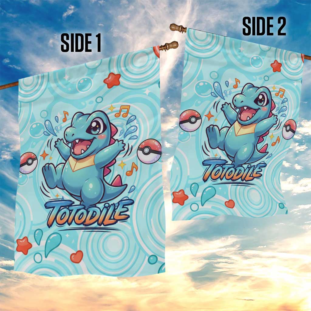 Totodile Garden Flag Vibrant Kawaii Splash Pop Art