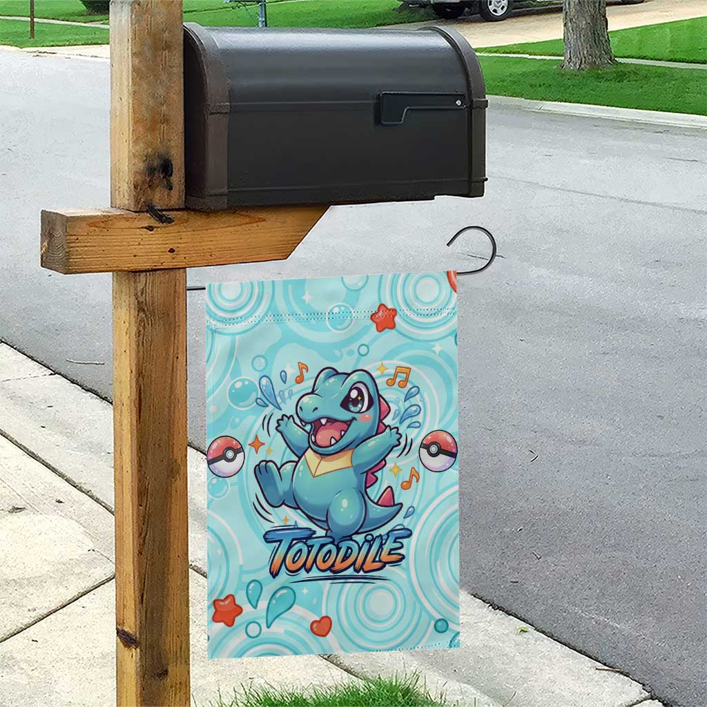 Totodile Garden Flag Vibrant Kawaii Splash Pop Art