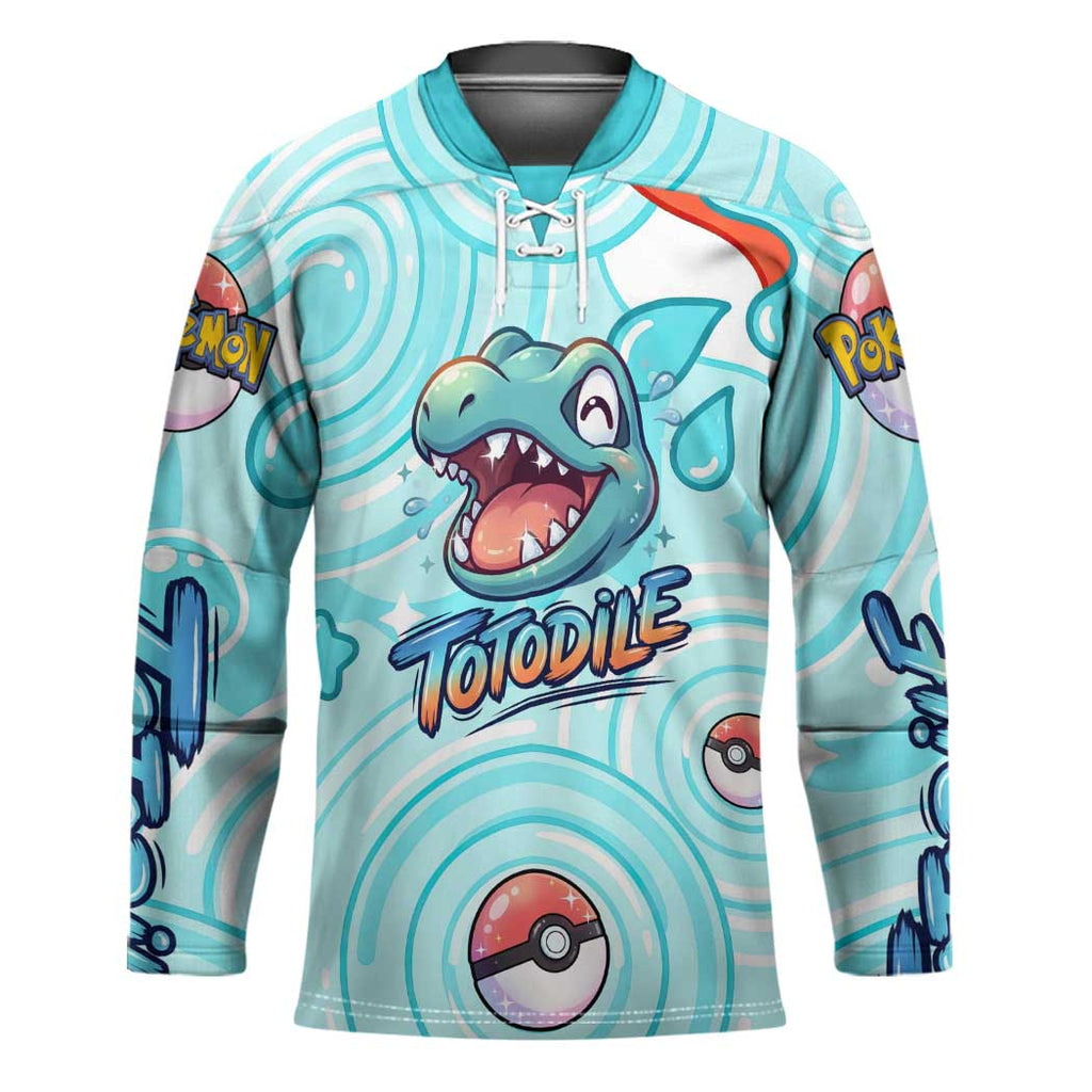 Totodile Hockey Jersey Vibrant Kawaii Splash Pop Art