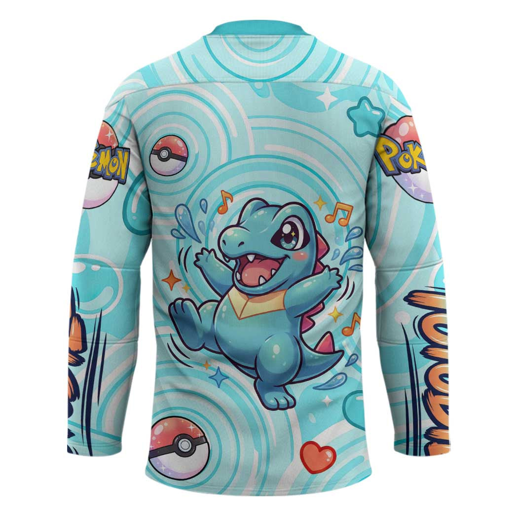 Totodile Hockey Jersey Vibrant Kawaii Splash Pop Art