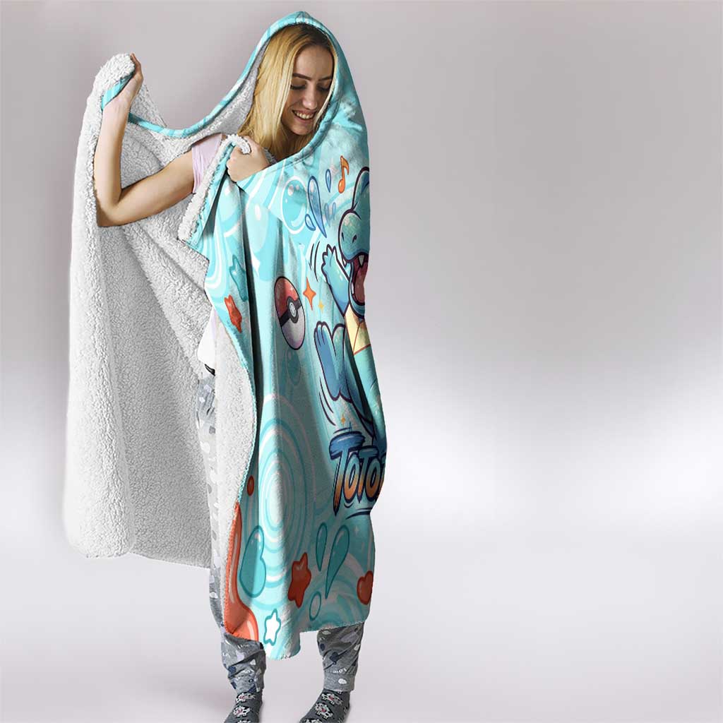 Totodile Hooded Blanket Vibrant Kawaii Splash Pop Art