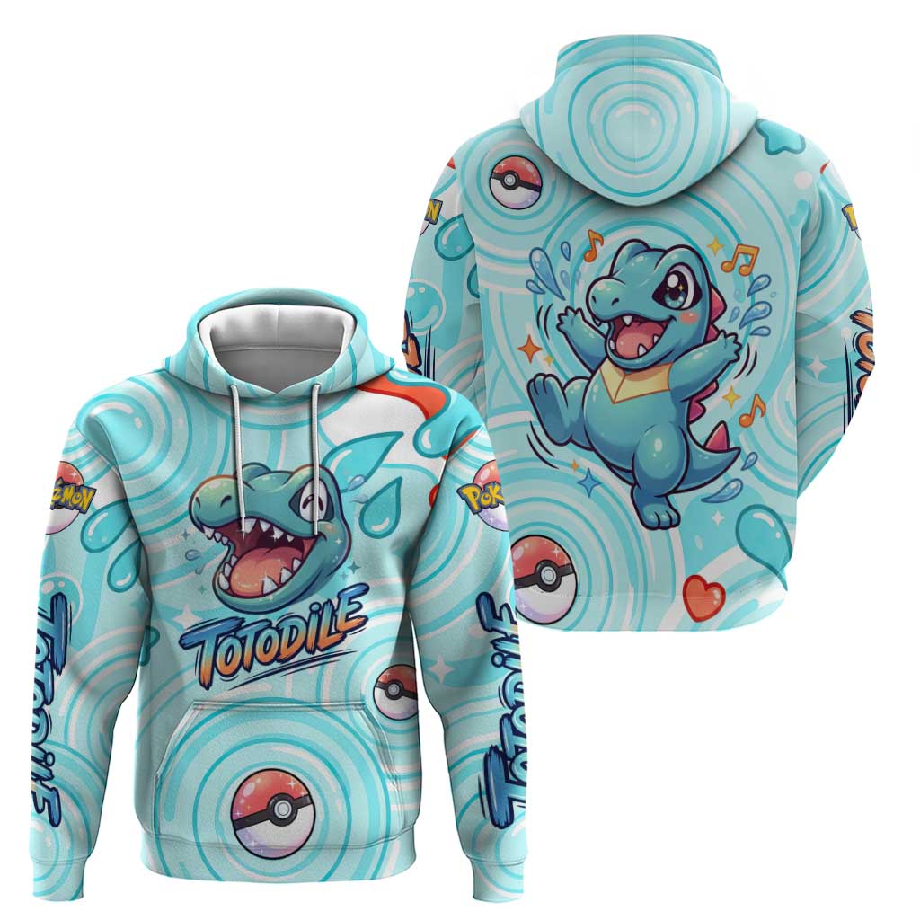Totodile Hoodie Vibrant Kawaii Splash Pop Art