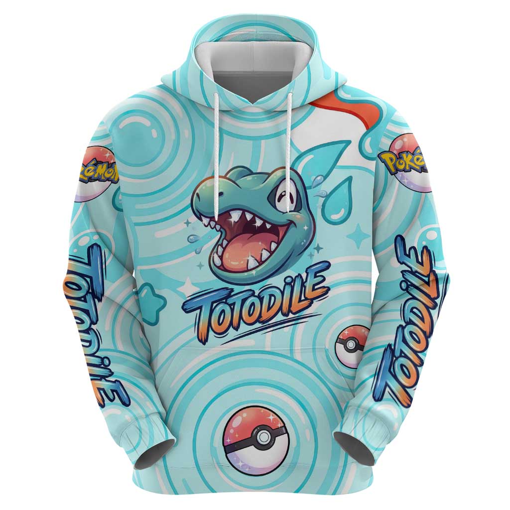 Totodile Hoodie Vibrant Kawaii Splash Pop Art