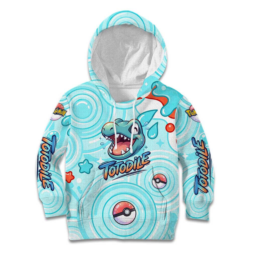 Totodile Kid Hoodie Vibrant Kawaii Splash Pop Art