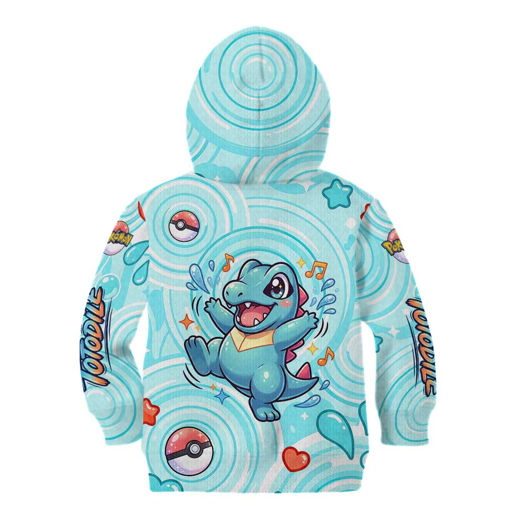 Totodile Kid Hoodie Vibrant Kawaii Splash Pop Art