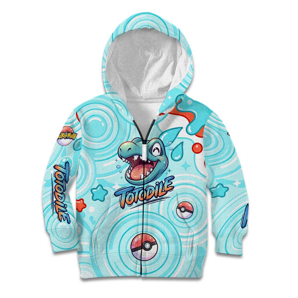 Totodile Kid Hoodie Vibrant Kawaii Splash Pop Art