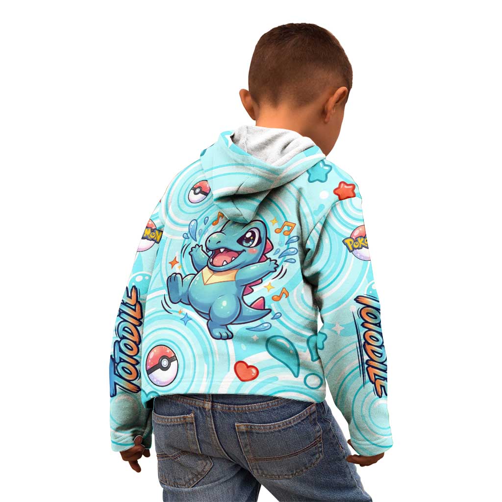Totodile Kid Hoodie Vibrant Kawaii Splash Pop Art
