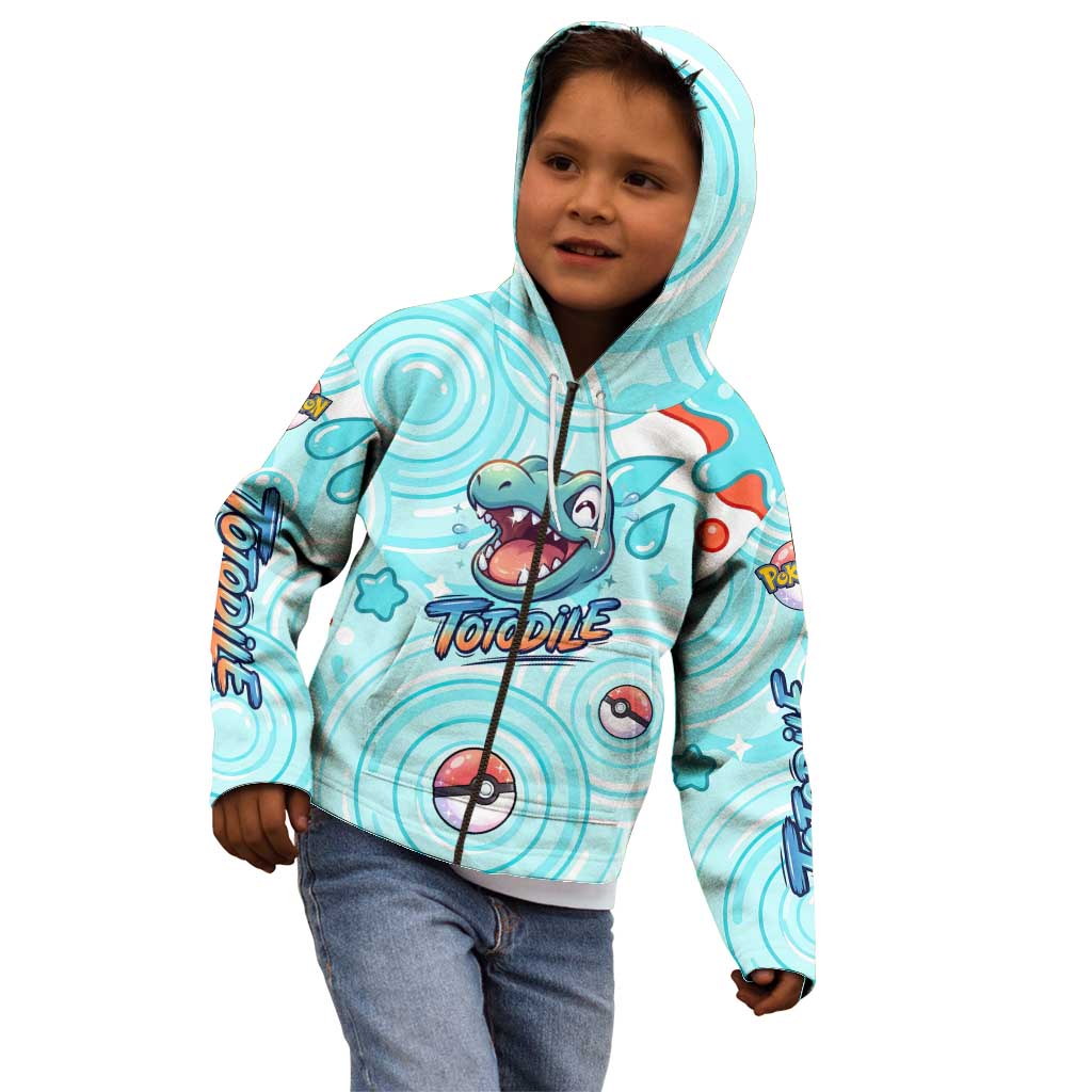 Totodile Kid Hoodie Vibrant Kawaii Splash Pop Art