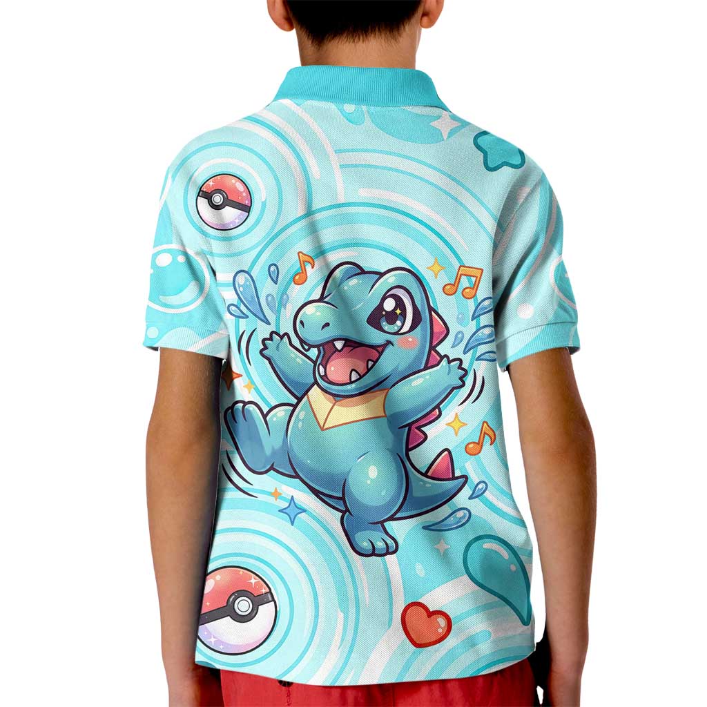 Totodile Kid Polo Shirt Vibrant Kawaii Splash Pop Art