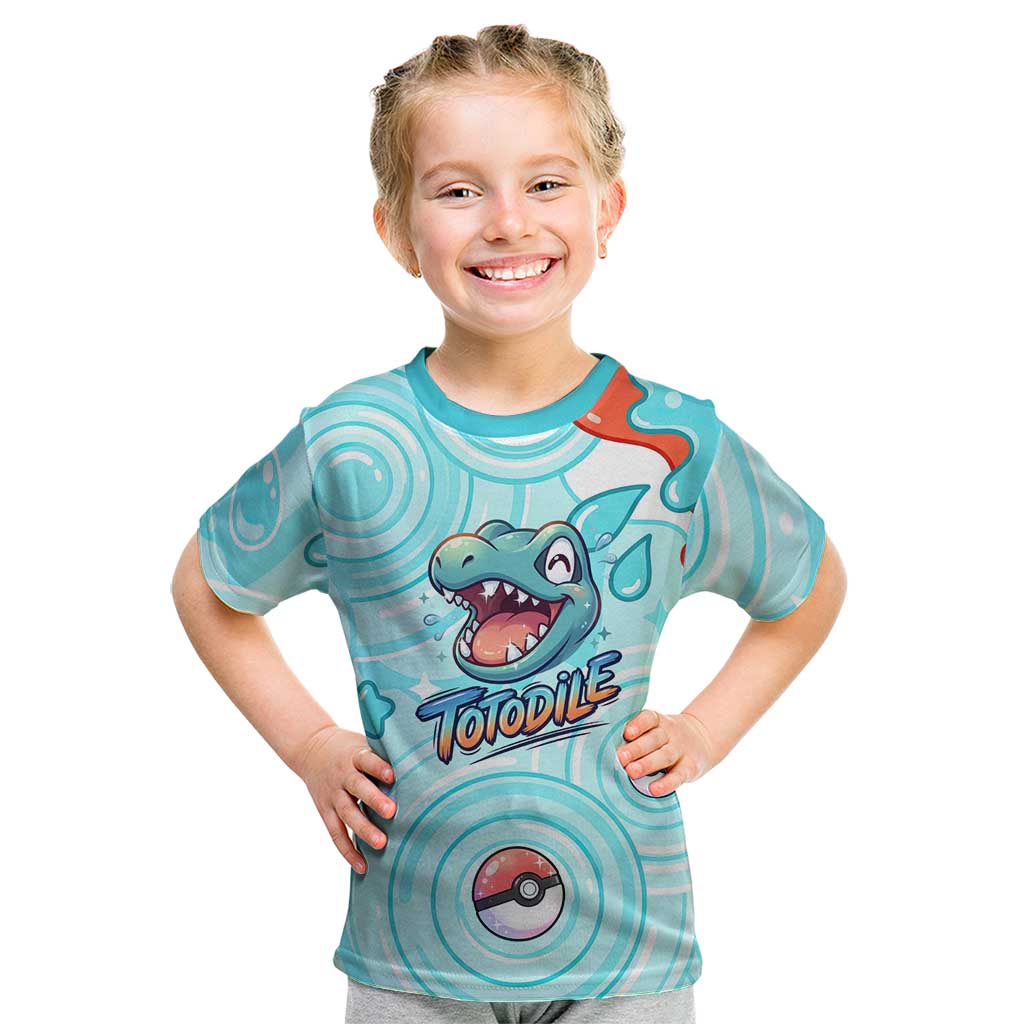 Totodile Kid T Shirt Vibrant Kawaii Splash Pop Art