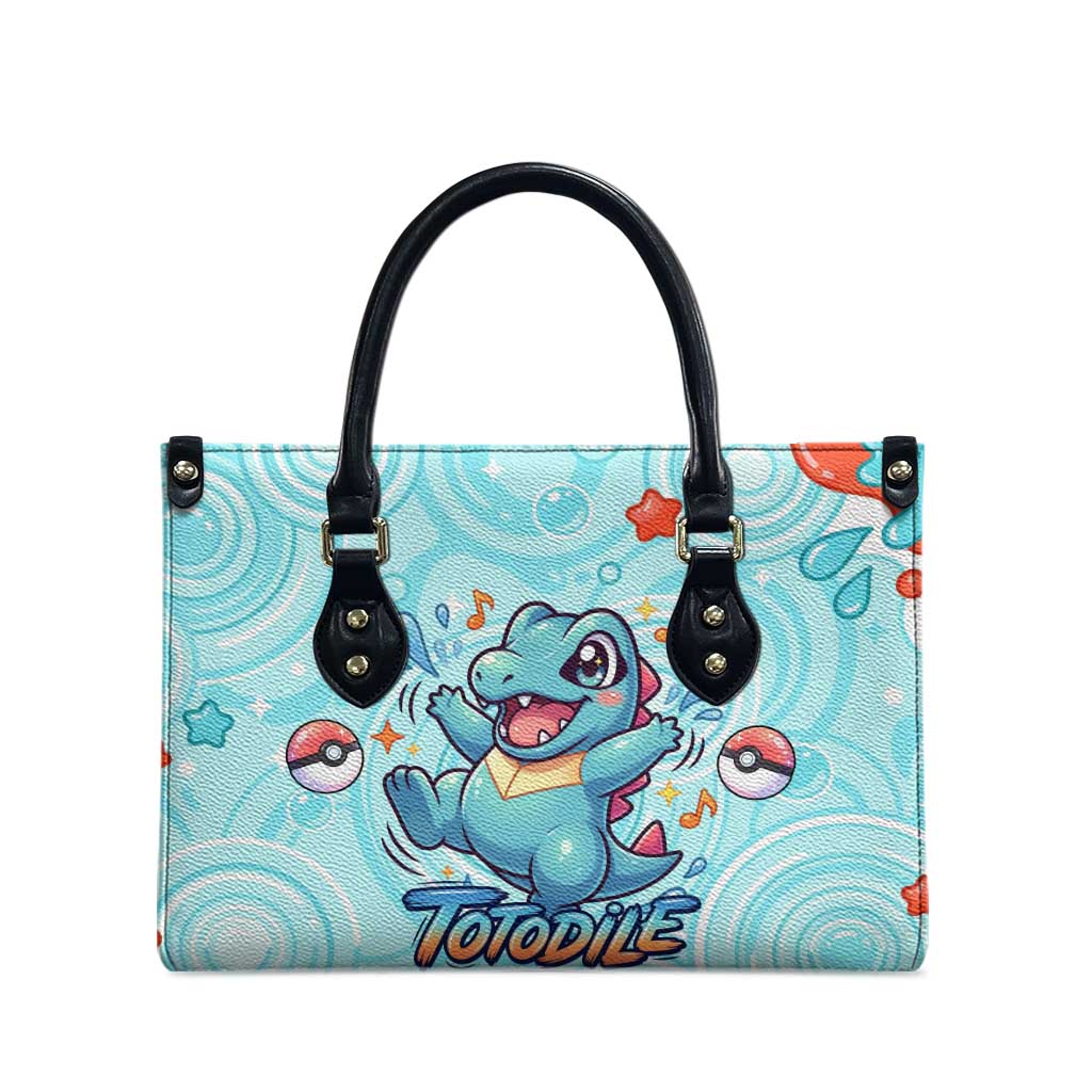 Totodile Leather Bag Vibrant Kawaii Splash Pop Art