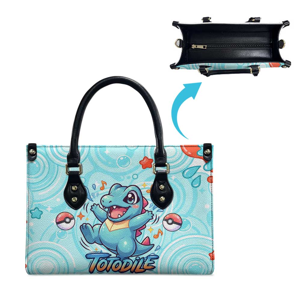 Totodile Leather Bag Vibrant Kawaii Splash Pop Art