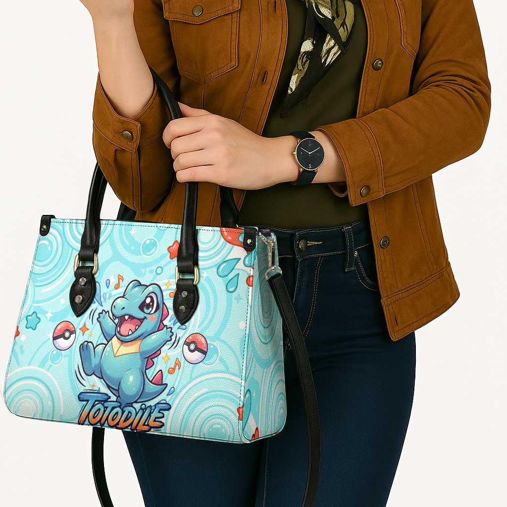 Totodile Leather Bag Vibrant Kawaii Splash Pop Art