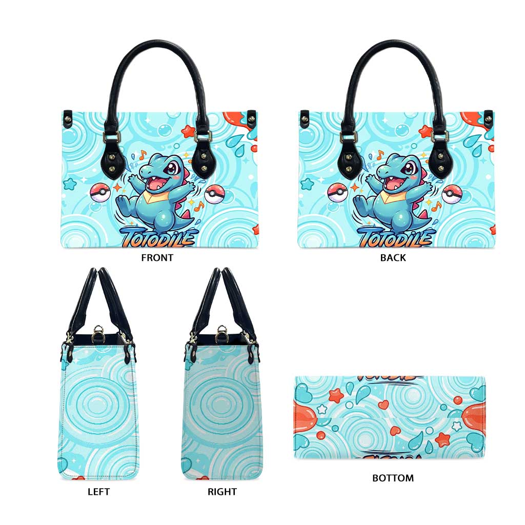 Totodile Leather Bag Vibrant Kawaii Splash Pop Art