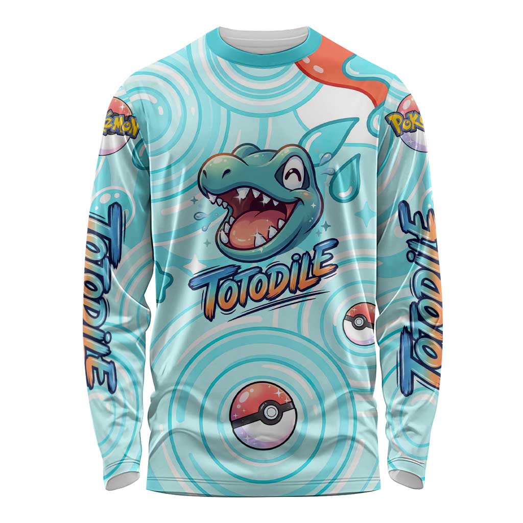 Totodile Long Sleeve Shirt Vibrant Kawaii Splash Pop Art