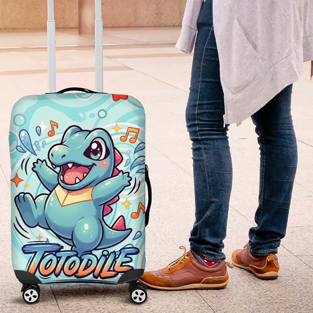 Totodile Luggage Cover Vibrant Kawaii Splash Pop Art