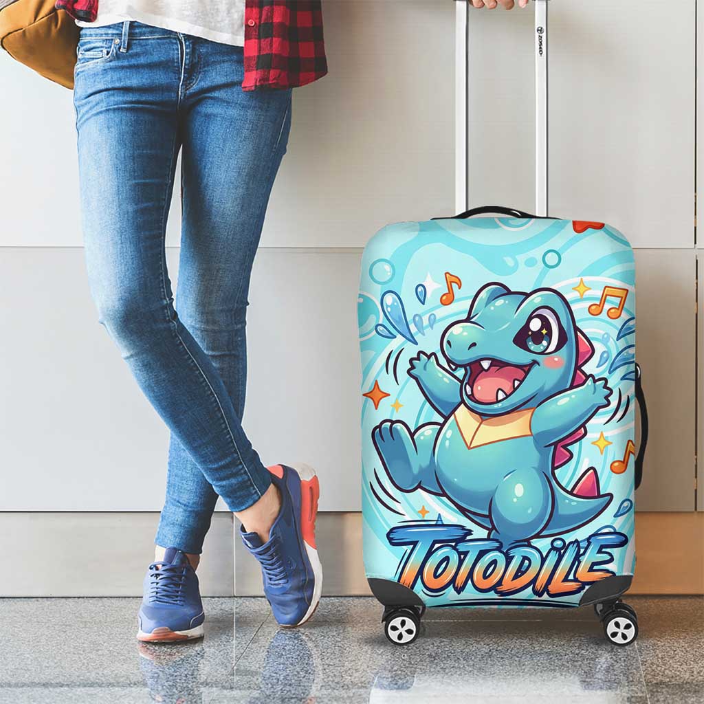 Totodile Luggage Cover Vibrant Kawaii Splash Pop Art