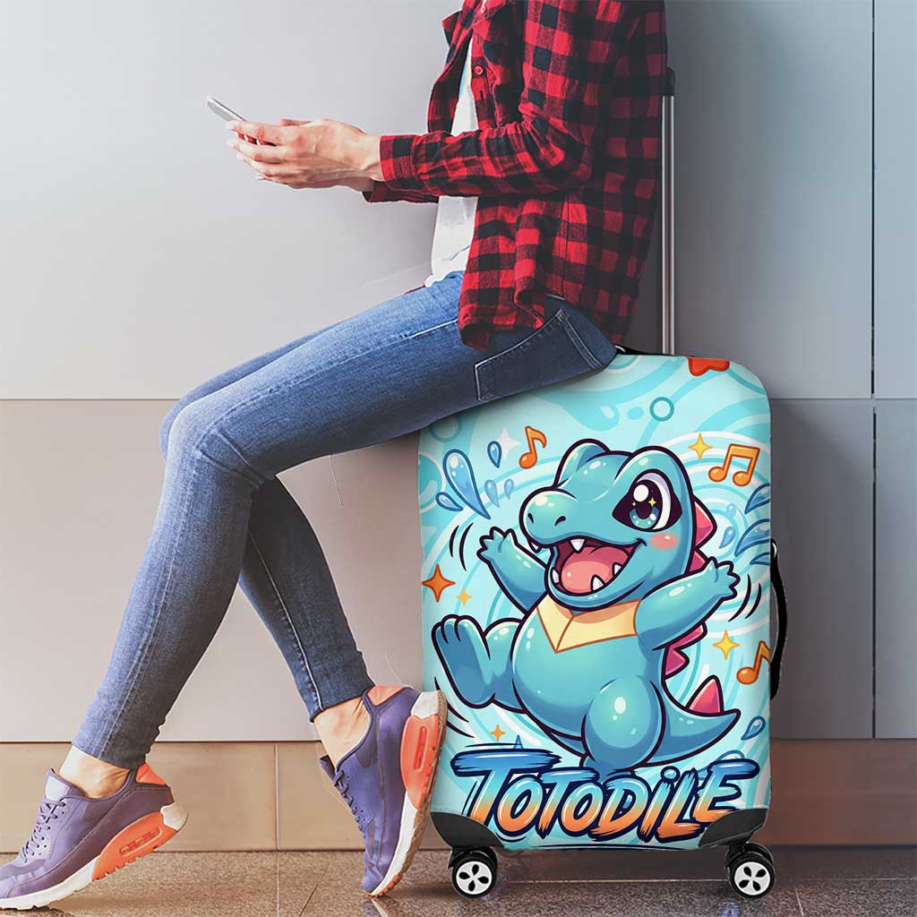 Totodile Luggage Cover Vibrant Kawaii Splash Pop Art