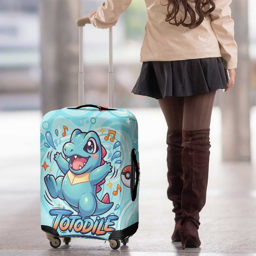Totodile Luggage Cover Vibrant Kawaii Splash Pop Art