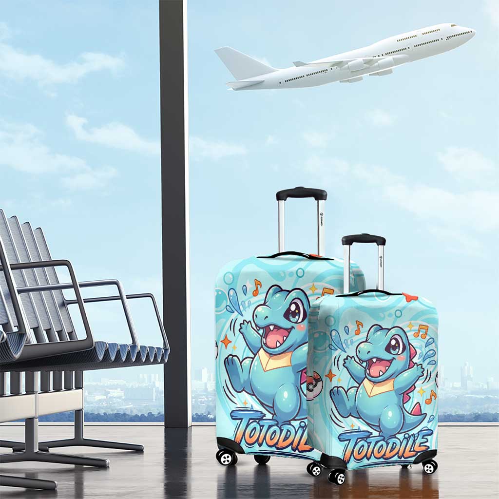 Totodile Luggage Cover Vibrant Kawaii Splash Pop Art