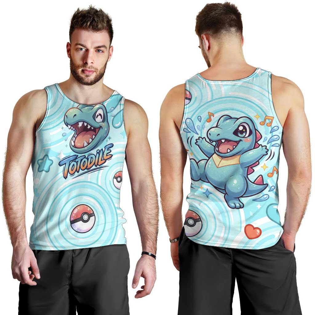 Totodile Men Tank Top Vibrant Kawaii Splash Pop Art