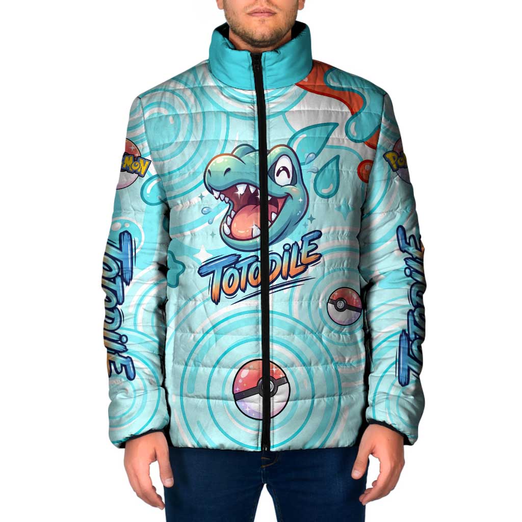 Totodile Padded Jacket Vibrant Kawaii Splash Pop Art