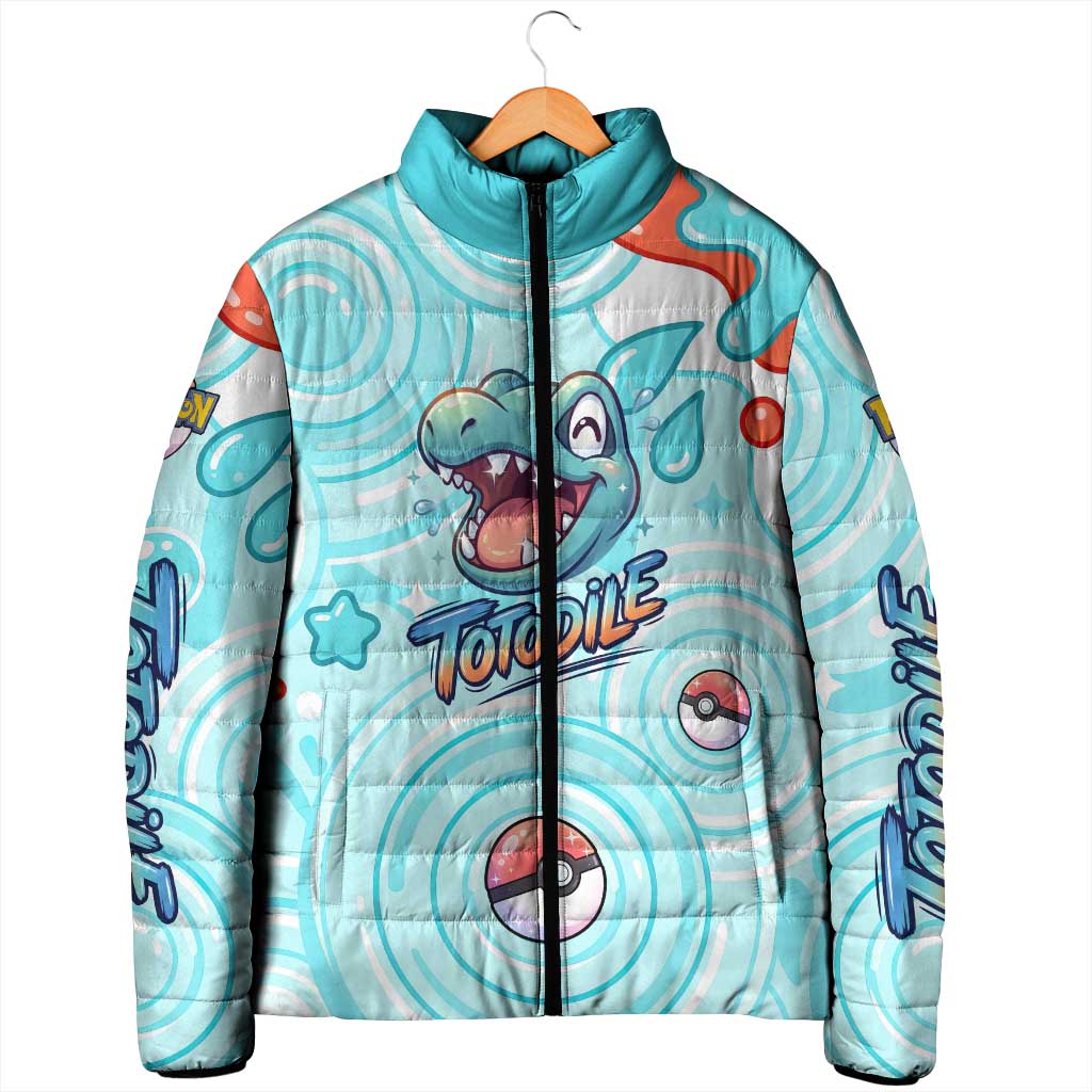 Totodile Padded Jacket Vibrant Kawaii Splash Pop Art