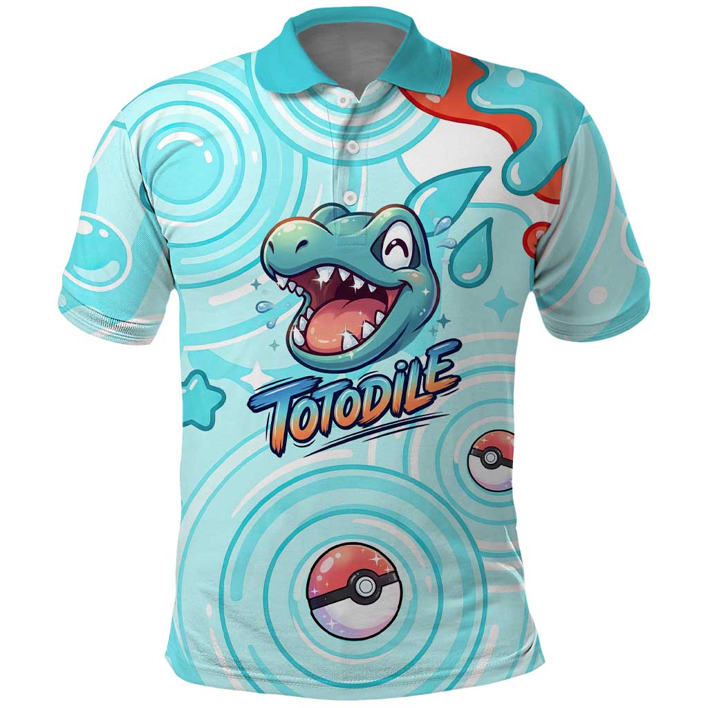 Totodile Polo Shirt Vibrant Kawaii Splash Pop Art