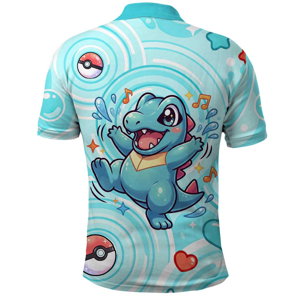 Totodile Polo Shirt Vibrant Kawaii Splash Pop Art