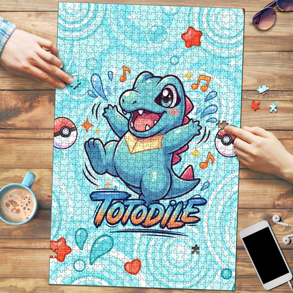 Totodile Puzzle Vibrant Kawaii Splash Pop Art