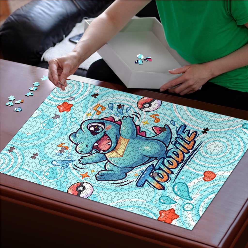 Totodile Puzzle Vibrant Kawaii Splash Pop Art