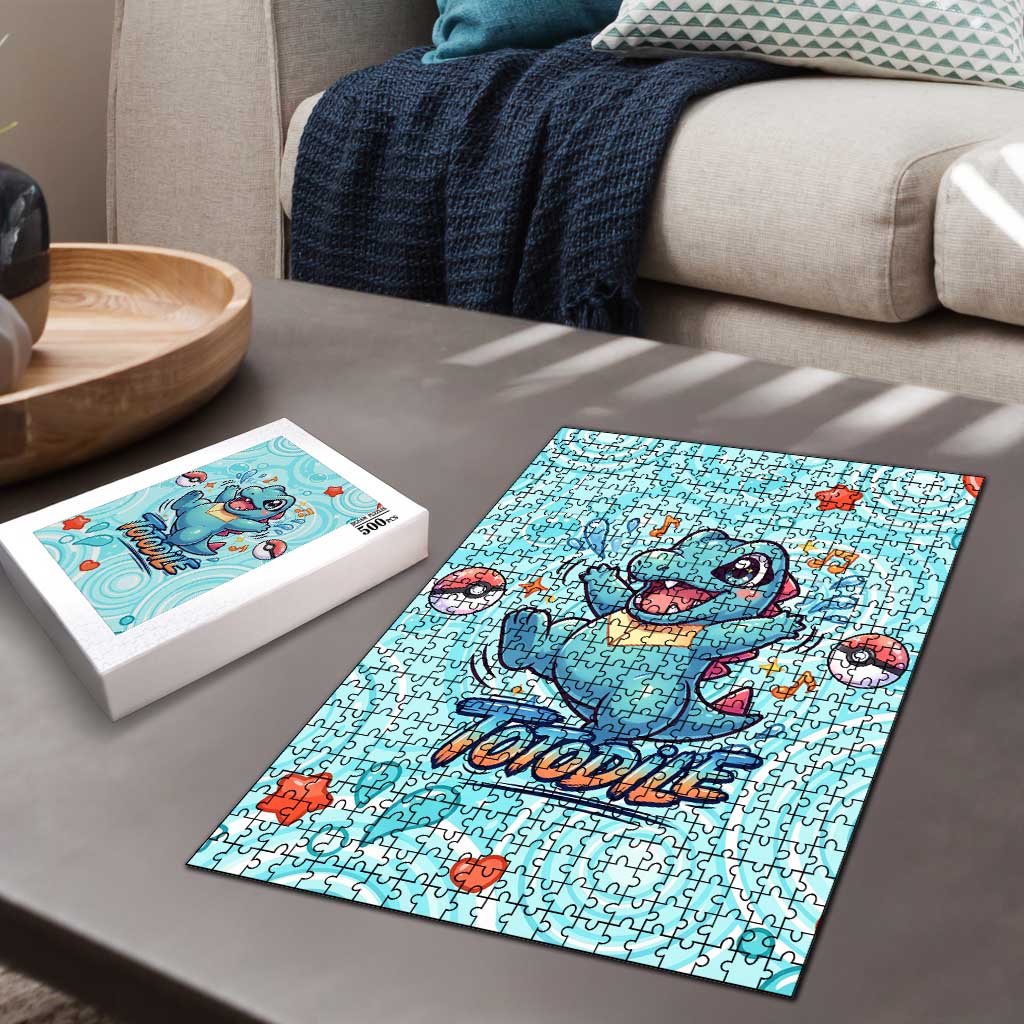 Totodile Puzzle Vibrant Kawaii Splash Pop Art