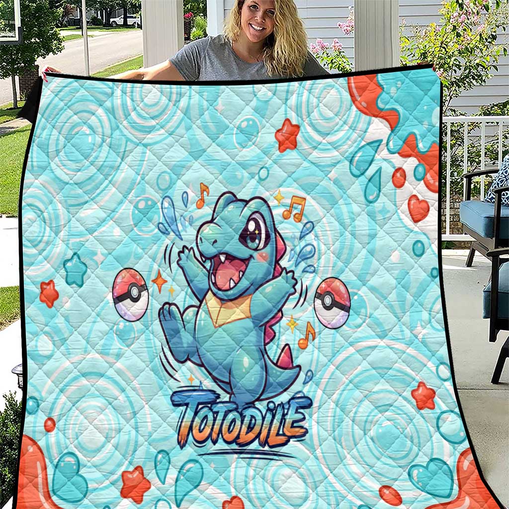 Totodile Quilt Vibrant Kawaii Splash Pop Art