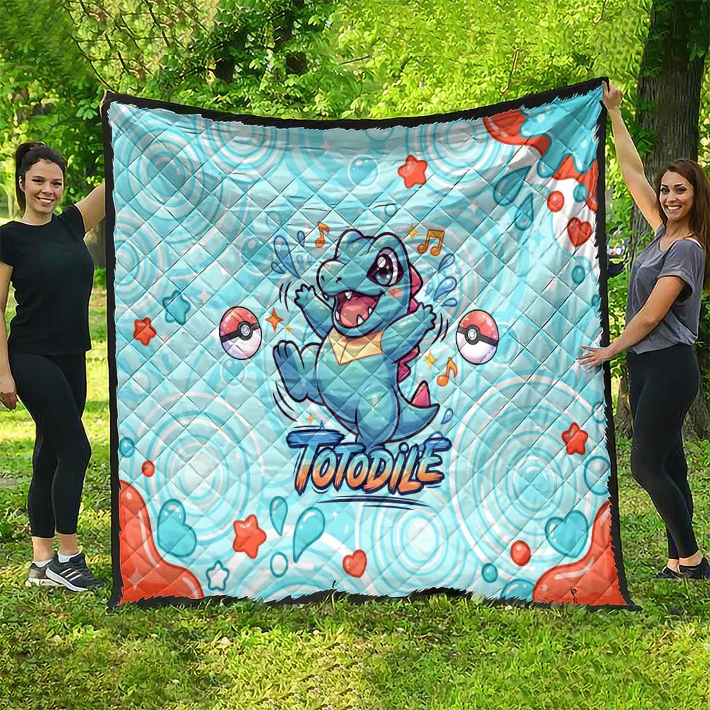 Totodile Quilt Vibrant Kawaii Splash Pop Art