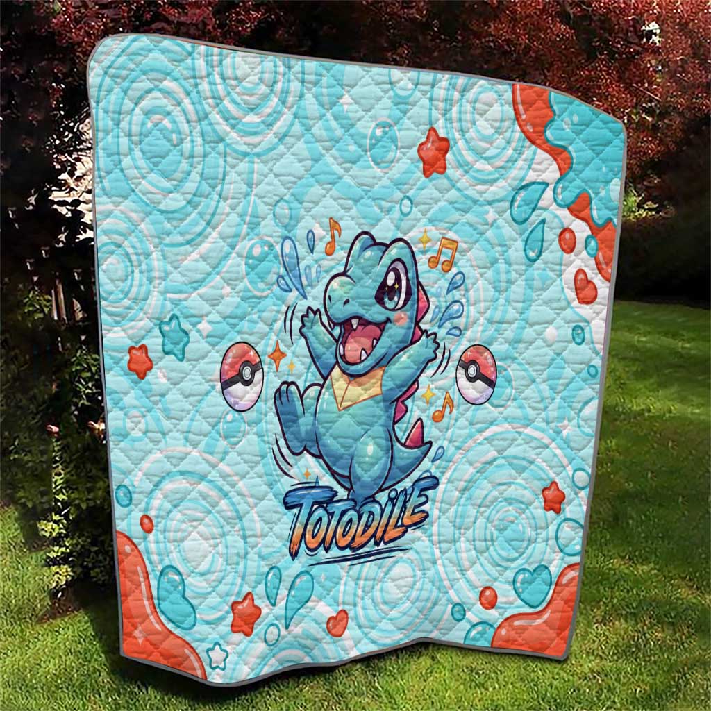 Totodile Quilt Vibrant Kawaii Splash Pop Art