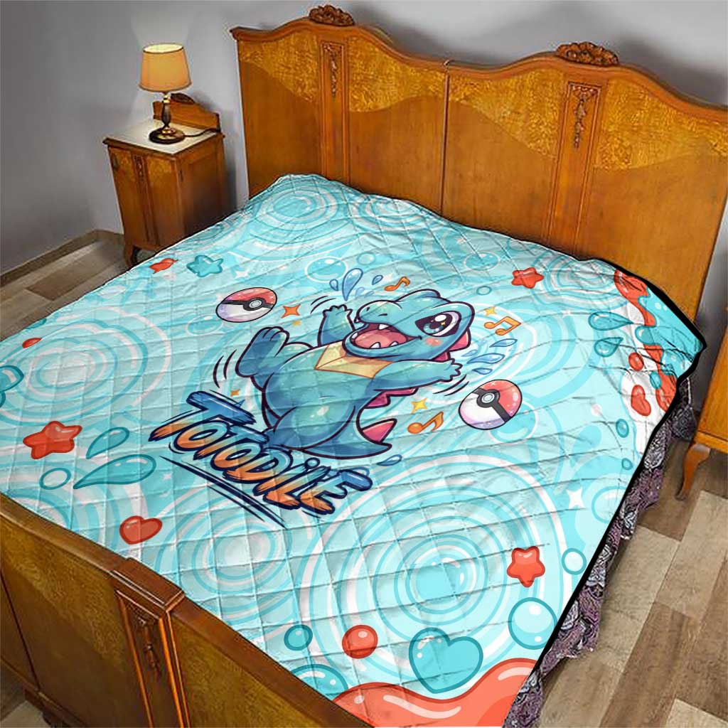 Totodile Quilt Vibrant Kawaii Splash Pop Art