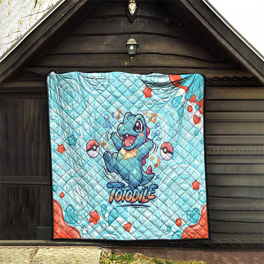 Totodile Quilt Vibrant Kawaii Splash Pop Art