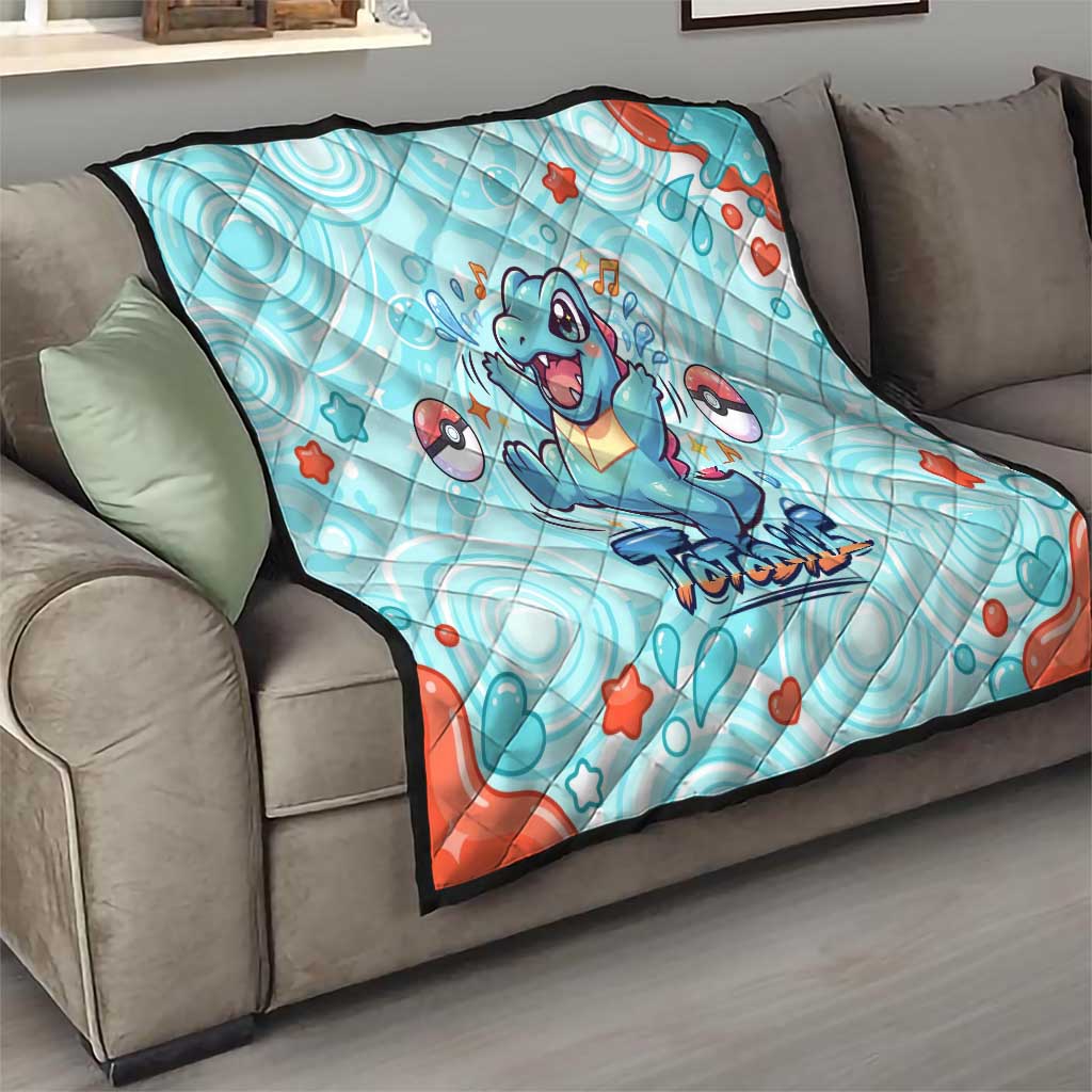 Totodile Quilt Vibrant Kawaii Splash Pop Art