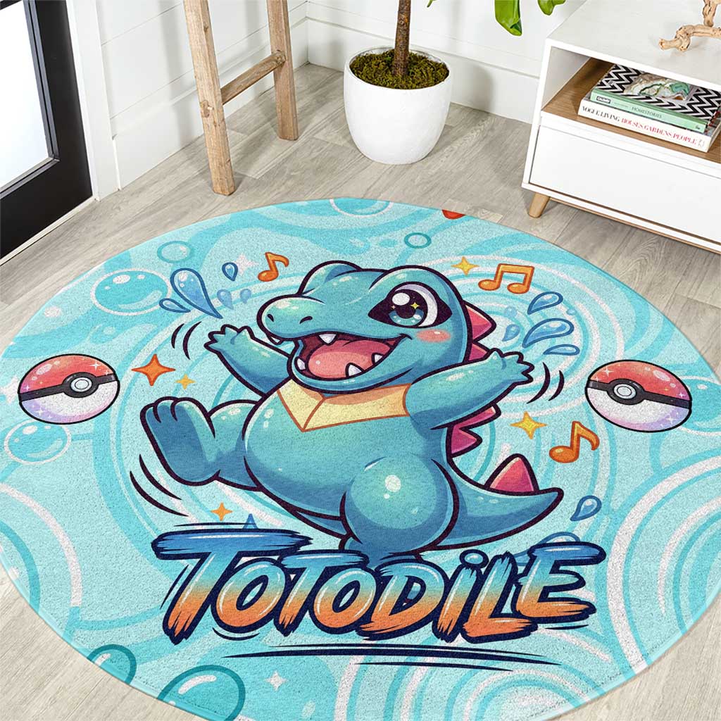 Totodile Round Carpet Vibrant Kawaii Splash Pop Art