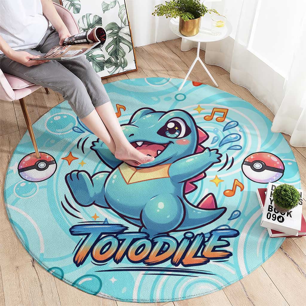 Totodile Round Carpet Vibrant Kawaii Splash Pop Art