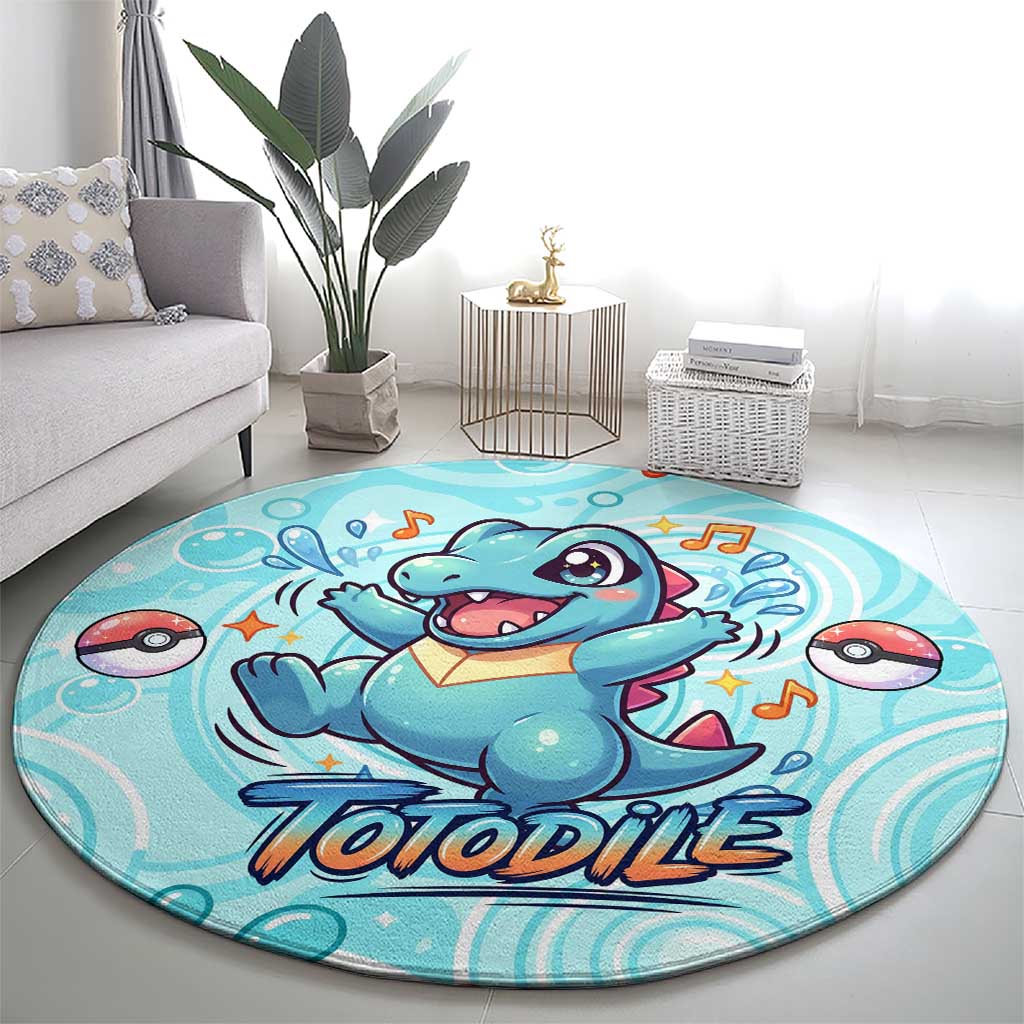 Totodile Round Carpet Vibrant Kawaii Splash Pop Art